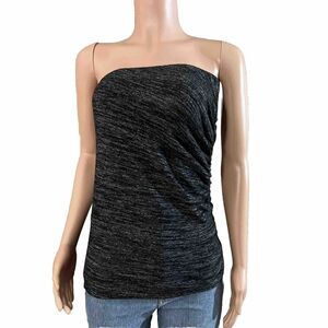 Banana Republic Shirt Womens Small Black Heather Asymetrical Side Ruch Tube Top
